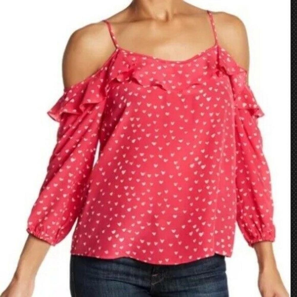 NEW JOIE Birtha Cold Shoulder Silk Top Large $248